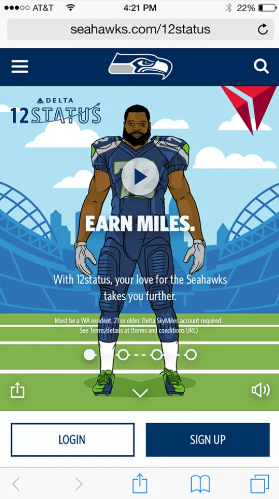 Mobile visual from the Delta 12Status loyalty activation.