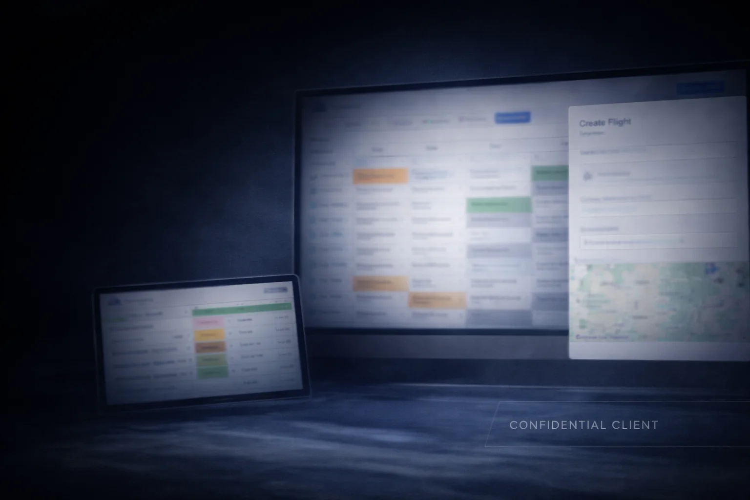 Confidential client visual for digital billboard operations.