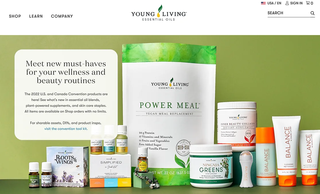 Young Living product launch platform visual.